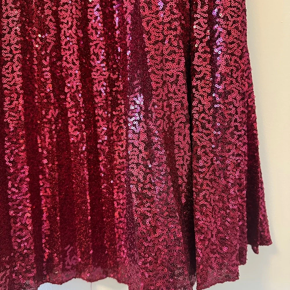 Sezane Dilo Pleated Midi Skirt in Fuschia Sequins - Size 44 - Picture 8 of 12
